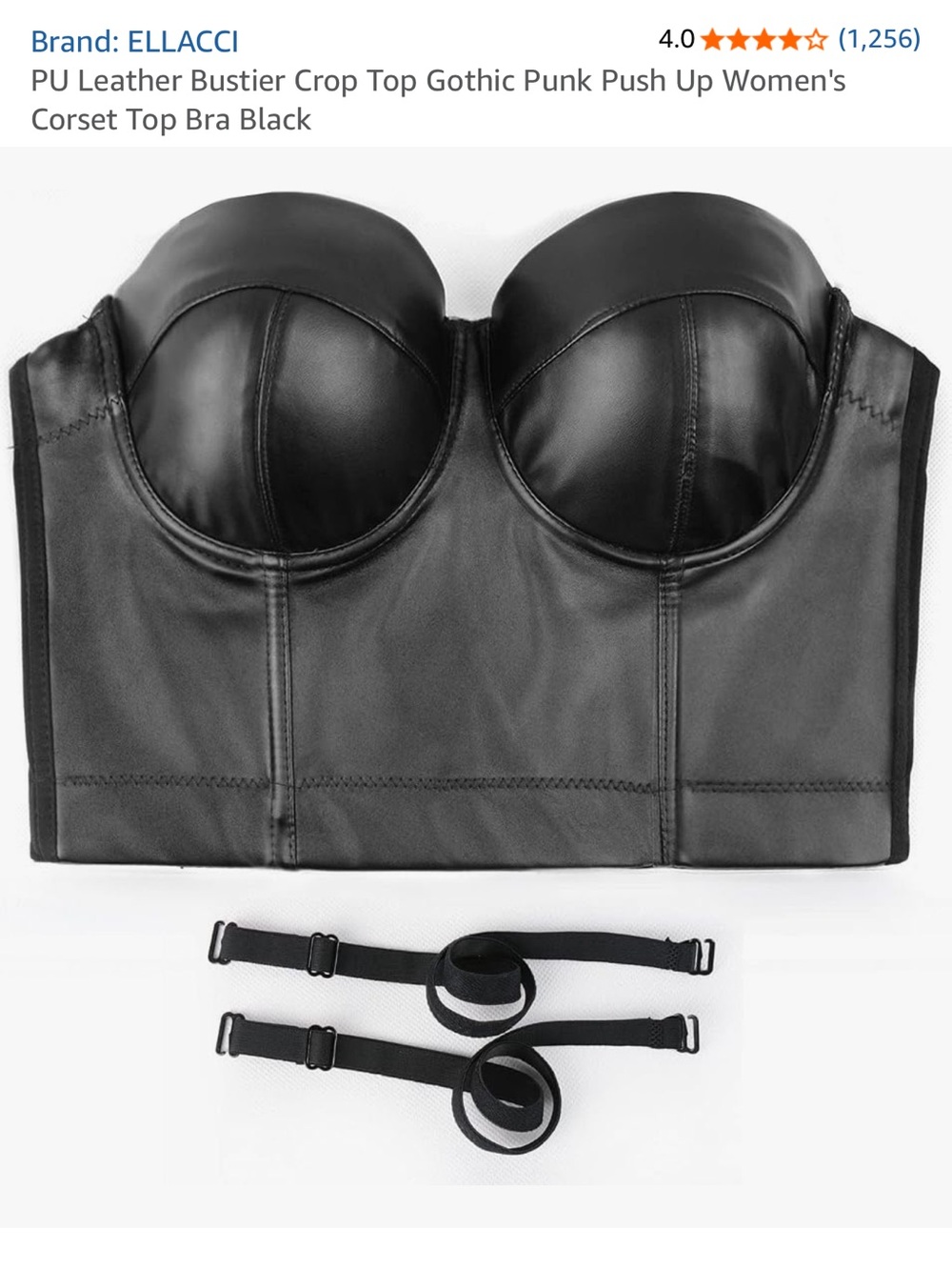 Black Faux Leather Bustier Crop Top Size Large - Picture 2 of 12
